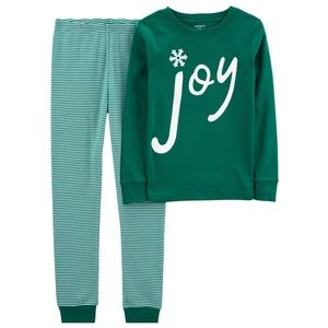 Carter’s Kids Winter Christmas Joy Shirt and Stripe Pants Pajamas